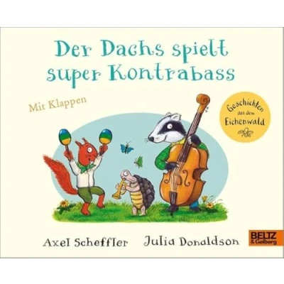 Afbeelding van Der Dachs spielt super Kontrabass: Vierfarbiges Pappbilderbuch mit Klappen