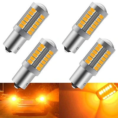 Afbeelding van 4 stuks Amberkleurige 1156 BAU15S PY21W 5630 33SMD LED lampen 900LM Super Helder knipperlicht staart parkeerlicht 12 30V 3.6W
