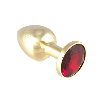 Afbeelding van Rimba Bondage Play GOUDEN Buttplug KLEIN met rood kristal
