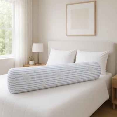 Afbeelding van Blanrêve Versterking met natuurlijke veren en milieuvriendelijke Mid firm comfort Onderhoudsvriendelijk Gemaakt in Frankrijk 140 cm, wit blauwe strepen