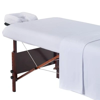 Afbeelding van Master Massage Tafel flanel blad set 3 in 1 ligdeken, platte plaat, kussensloop voor gezicht wit