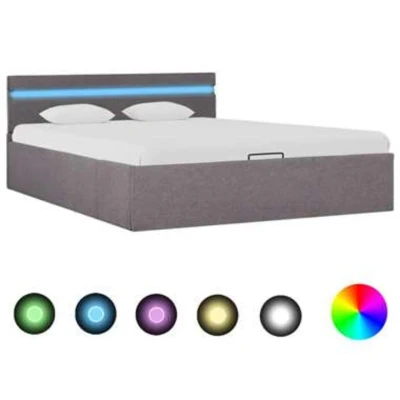 Afbeelding van VIDAXL Bedframe met hydraulische opslag en LED stof taupe 120x200 cm