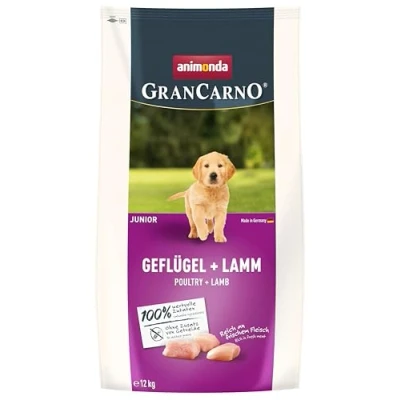 Afbeelding van 12kg animonda GranCarno Junior gevogelte + lam droogvoer voor honden