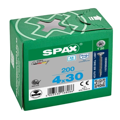 Afbeelding van Spax T star spaanplaatschroef rvs A2 pk 4.0x30mm T20 (200 st)