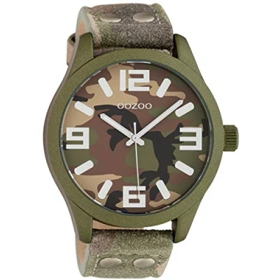 Afbeelding van OOZOO Timepieces groene horloge met leren band C1067