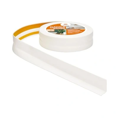 Afbeelding van Quest Zachte plint zelfklevend, PVC eindlijst 32 mm x 23 flexibele knikstrip voor binnen, muur, vloer dicht decoratief 10 meter wit