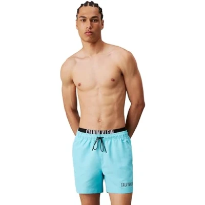 Afbeelding van Calvin Klein Swimwear Medium Double Zwemshorts, Heren, Maat: XXL, Blue punch