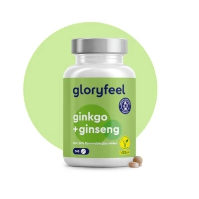 Afbeelding van Ginkgo + Ginseng 365 tabletten Met 24% flavonglycosiden Panax &amp; Biloba Extract (50:1) Hoge dosering Voor 1 jaar voorraad Laboratorium getest, veganistisch en zonder toevoegingen