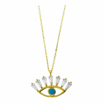Afbeelding van Gouden Ketting Turkoois Zirkonia Hanger 14 karaats