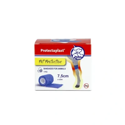Afbeelding van Protectaplast zelfklevend blauw verband voor huisdieren (7,5 cm x 4,5 m), zonder latex en lijm honden, katten, paarden, hond kat, verbandmateriaal, wonden gewrichten