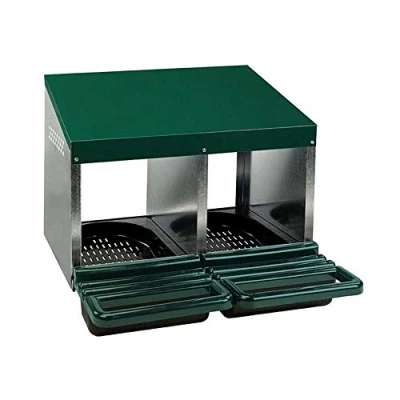 Afbeelding van Gaun Legnest 2 Compartimenten Plastic Vloer Kippenhok 53x52x43.5 cm Groen Aluminium