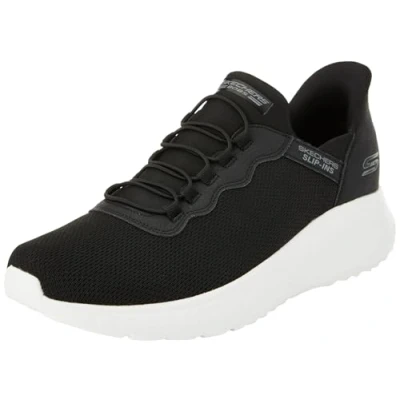 Afbeelding van Skechers Heren BOBS Squad Chaos Daily Hype Slip On, zwart gebrei/witte trim, 8.5 UK, Zwarte gebreide witte rand, 42.5 EU