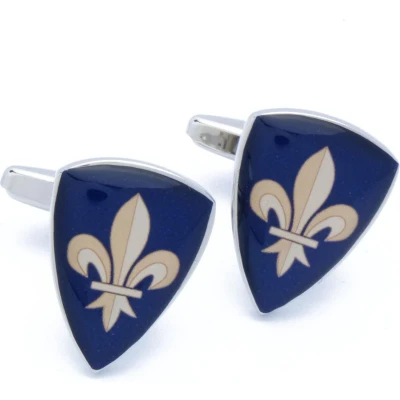 Afbeelding van Manchetknopen Franse Lelie op Blauw Schild