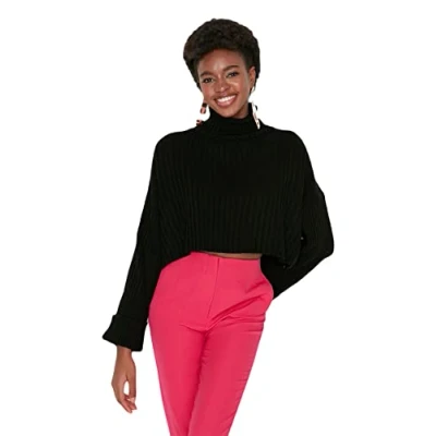 Afbeelding van Trendyol Zwarte Cropped Basic Gebreide Trui Twoaw22Kz0223