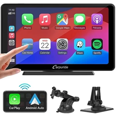 Afbeelding van Carpuride C3 Draadloze Carplay &amp; Android autoradio, draagbaar, 7 inch HD touchscreen, stereo ontvanger met AirPlay Link spiegels, bluetooth, navigatie, Siri, FM/AUX.