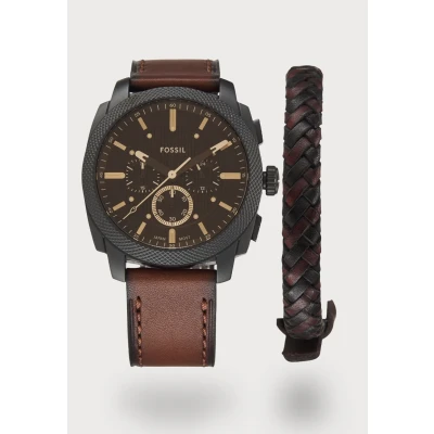 Afbeelding van Fossil Machine FS6102SET Horloge Leer Bruin Ø 44 mm