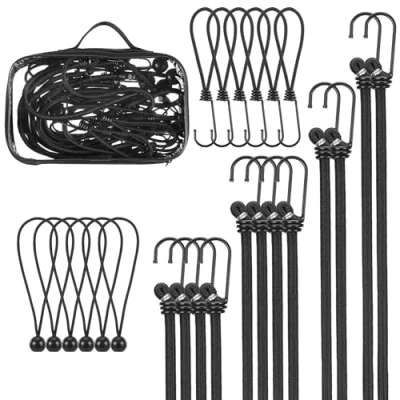 Afbeelding van PRETEX bungee koorden set 24 stuks Elastische spanbanden Heavy duty met touw en spanrubbers bal haak Ideaal voor kamperen bagagetransport of als snelbinders