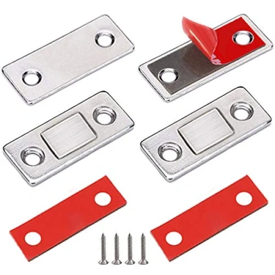 Afbeelding van Deurmagneet Jiayi 2 Stuks Ultra dunne Magnetische deurvanger Lade magneet Roestvrij staal kastvergrendelingen Hardware voor schuifdeur Raam Keukenkast Sluiting Kastdeur Deurdranger zilver