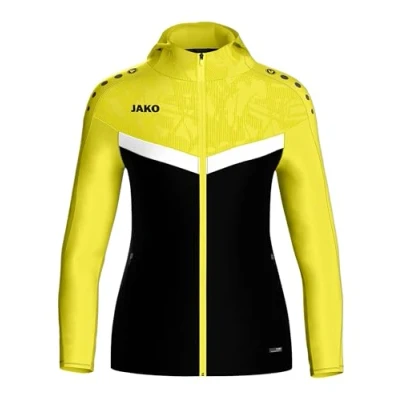 Afbeelding van Jako Iconic Jas Met Kap Dames Zwart / Zachtgeel Maat: 44