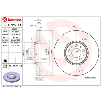 Afbeelding van Brembo Remschijven 09.D725.11