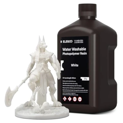 Afbeelding van ELEGOO Resin water, afwasbaar, 2 kg, wit, 405 nm lcd uv harding, 3D printerhars, waterwasbare hars voor MSLA/LCD/DLP printer
