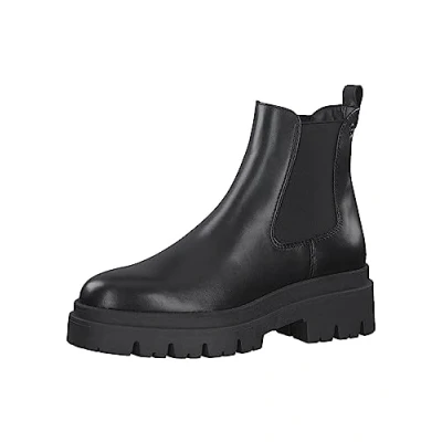 Afbeelding van Tamaris Enkellaarsjes met plateauzool black, Dames, Maat: 41, Black Leer