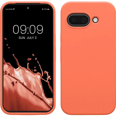 Afbeelding van kwmobile telefoonhoesje geschikt voor Google Pixel 9a Hoesje met siliconen coating Smartphone case in levendig koraal