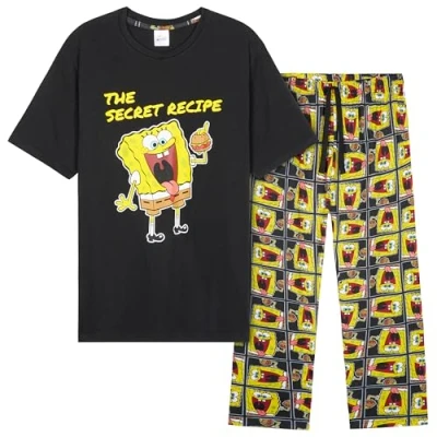 Afbeelding van SPONGEBOB SQUAREPANTS Loungewear Pyjama Set voor heren, Zwart/Geel, M