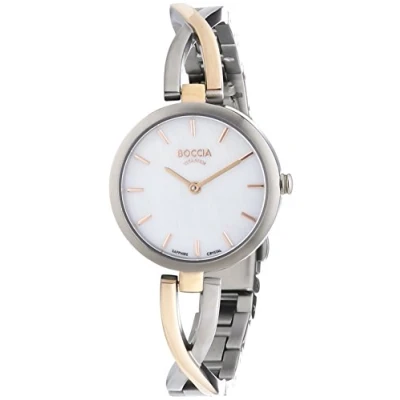 Afbeelding van Boccia Dameshorloge XS analoog kwarts titanium 3239 02, zilver/parelmoer., armband