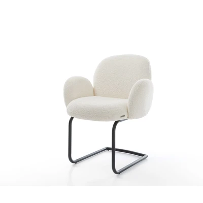 Afbeelding van sledemodel Nube Flex met armleuning rond zwart bouclé wit pocketveer kern