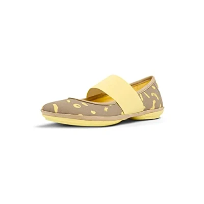 Afbeelding van Camper Right NINA Ballerina&#039;s met enkelbandjes, Dames, Maat: 37, Beige gelb Leer en textiel