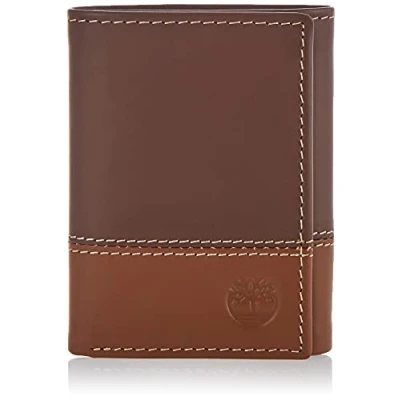 Afbeelding van Timberland Heren lederen drievoudige portemonnee met ID venster Tri Fold, Bruin/bruin, Eén maat