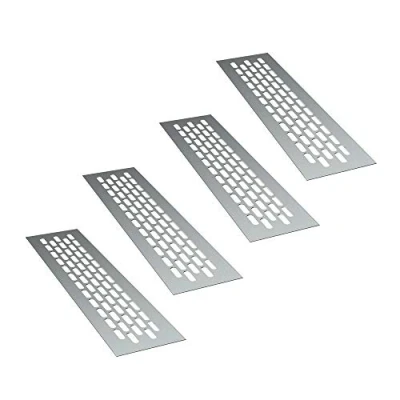 Afbeelding van sossai® aluminium ventilatierooster Alucratis (4 stuks) Rechthoekig afmetingen: 24,5 x 6 cm Kleur: alu afvoerluchtrooster