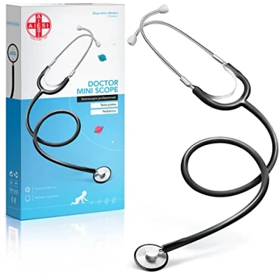 Afbeelding van AIESI® Stethoscoop Professionele pediatrische met platte kop kleur zwarte DOCTOR MINI SCOPE, Garantie 24 maanden