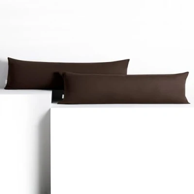 Afbeelding van DecoKing Amber kussenslopen 40 x 200 cm, jersey, 100% gekamd katoen, rits, bruin, 2 stuks