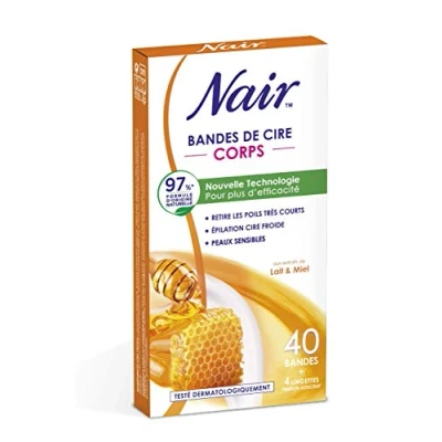 Afbeelding van NAIR Waxstrips voor lichaam met melk en honingextracten, 97% natuurlijke oorsprong, 40 strepen + 4 reinigingsdoekjes &quot;Soft Finish&quot;
