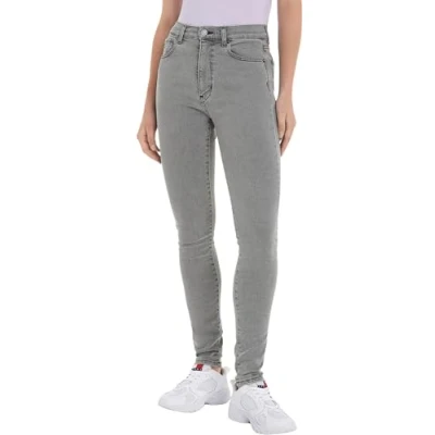 Afbeelding van Tommy Hilfiger dames Sylvia high waist super skinny jeans met gekleurde wassing in de kleur Grijs, maat: W29/L32