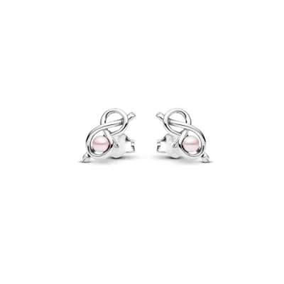 Afbeelding van Pandora 293761C01 Infinity Knot Stud Oorstekers inStock horloge TransparantZilverkleur