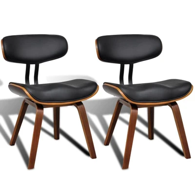 Afbeelding van Eetkamerstoelen 2 st gebogen hout en kunstleer