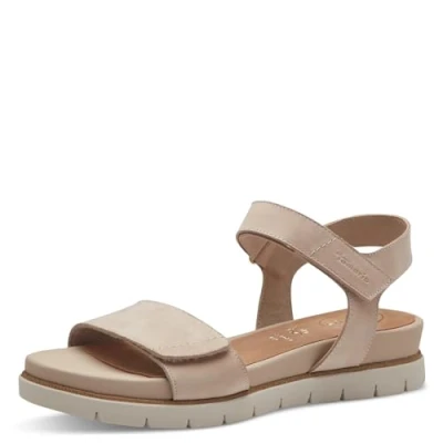 Afbeelding van Tamaris Sandalen met sleehak, Dames, Maat: 40, Beige nubuk Leer