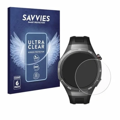 Afbeelding van Savvies Screenprotector voor Huawei Watch GT 5 Pro (46 mm) Folie Beschermfolie transparant (6 Stuks)