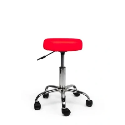 Afbeelding van tabouret Rood Laag Zithoogte 40/58cm kruk op wielen krukje werkkruk zadelkruk bureaukruk kapperskruk verstelbaar draaikruk met rugleuning tot 160kg