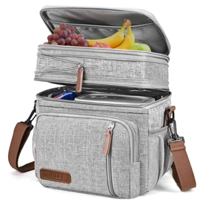 Afbeelding van Geïsoleerde lunchtas dames heren grote lunchbox lekvrije koeltas