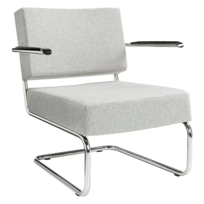 Afbeelding van Design stoel of fauteuil gestoffeerd met wollen viltstof kleur lichtgrijs