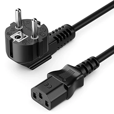Afbeelding van deleyCON 2m Kabel voor Koude Apparaten Voedingskabel Stroomkabel Veiligheidsstekker Type F (CEE 7/4) 90 Hoekig Aansluiting C13 Bus PC Computer Monitor Printer Beamer Zwart