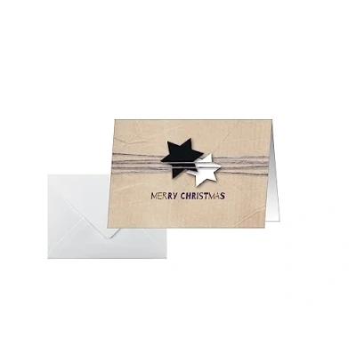 Afbeelding van SIGEL DS079 Kerstkaartenset met envelop, kraftpapier look, A6, 25 stuks &quot;Christmas Wrapping&quot;, ideaal om te bedrukken