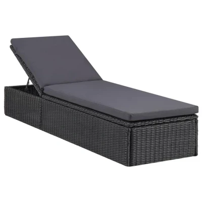 Afbeelding van vidaXL Ligbed poly rattan zwart en donkergrijs