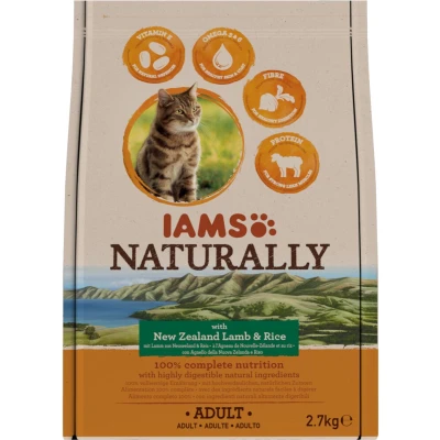 Afbeelding van 3x Iams Naturally Kat Adult New Sealand Lam &amp; Rijst 2,7 kg