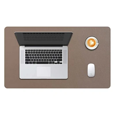 Afbeelding van DOBAOJIA Bureaulegger, Bureau Pad, Blotter, Schrijven Muis en Toetsenbord Uitgebreide Mat, Onderlegger XL, PU leer waterdicht + suède antisli 60 x 35cm (Modder)