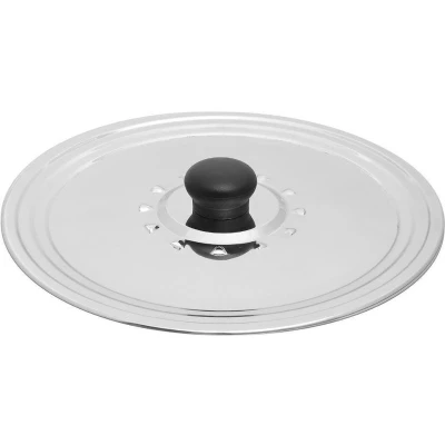 Afbeelding van Universele RVS spatdeksel/pannendeksel met stoomuitlaat voor pannen van 22/24/26 cm Pannendeksels